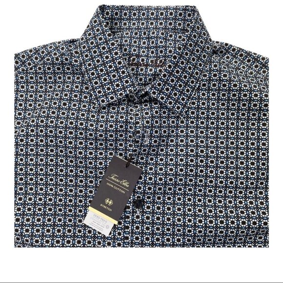 Tasso Elba Novelty Woven Cotton Mens Button Down - Picture 2 of 9
